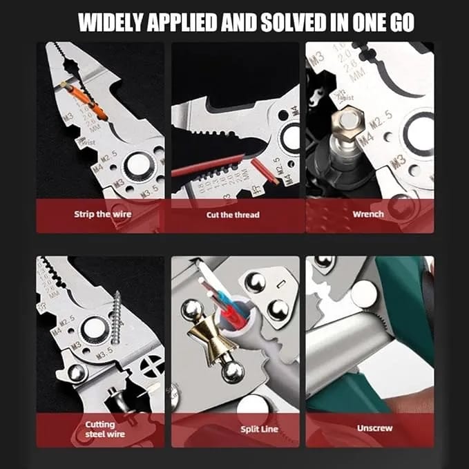 18-in-1 Foldable Wire Stripper Multifunctional Foldable Professional Wire Stripping Pliers Crimper Cable Cutter Pliers,Wire Stripper for Cutting and Pulling Wires Cable Scissors - image 2