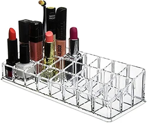 Lipstick Organizer with Compartment Transparent Grid Holder Stand Tray Organiser for Women Lipsticks Storage Cosmetic Display Case - image 3