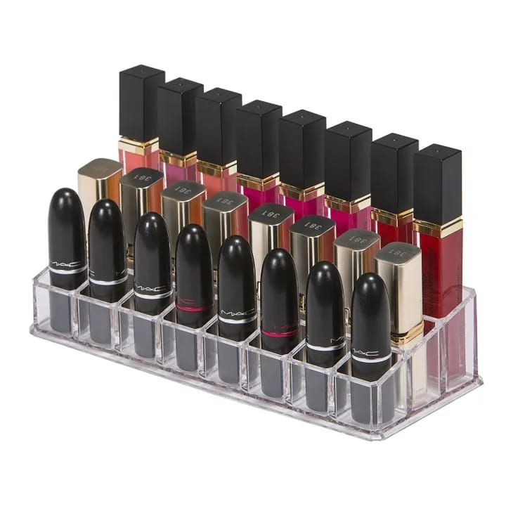 Lipstick Organizer with Compartment Transparent Grid Holder Stand Tray Organiser for Women Lipsticks Storage Cosmetic Display Case - image 5