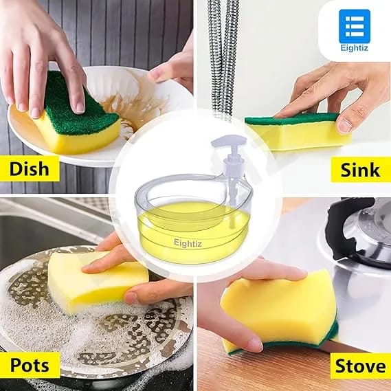 2-in-1 Liquid Soap Dispenser with Sponge Holder | Dishwashing Soap Pump for Kitchen Sink - image 3