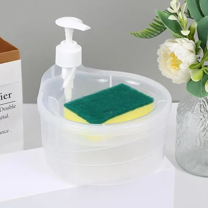 2-in-1 Liquid Soap Dispenser with Sponge Holder | Dishwashing Soap Pump for Kitchen Sink - image 2