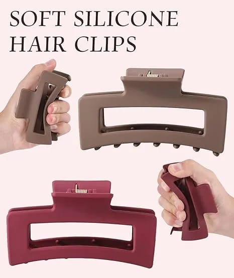 Silicone Flexible Hair Claw Clips, Nonslip Large Bendable Claw Clip | Soft Hair Grip Hairclips for Thin and Thick - image 5