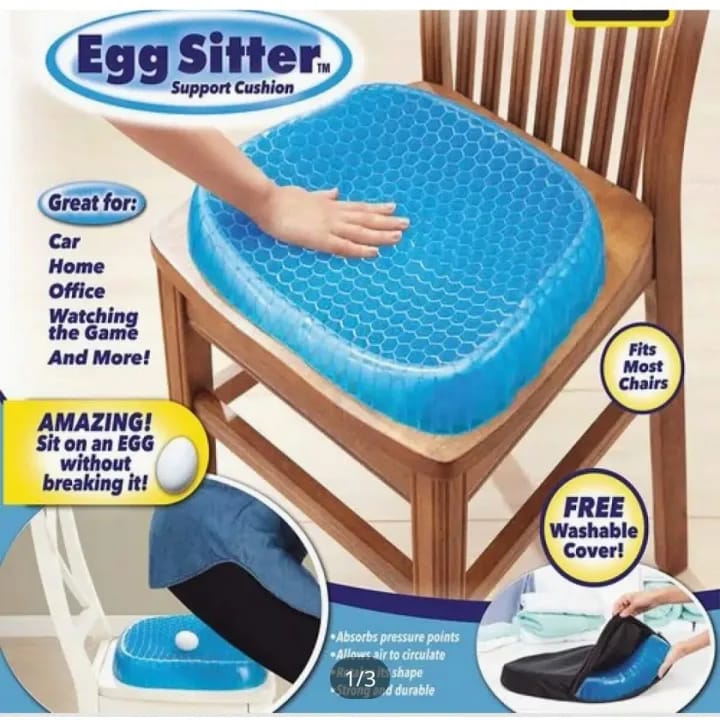 Silicone Gel Egg Sitter Cushion Seat Flex Pillow Soft Breathable Honeycomb Cushion Back Support Sit with Non-Slip Cover for Home/Office/Car/Wheelchair - image 1