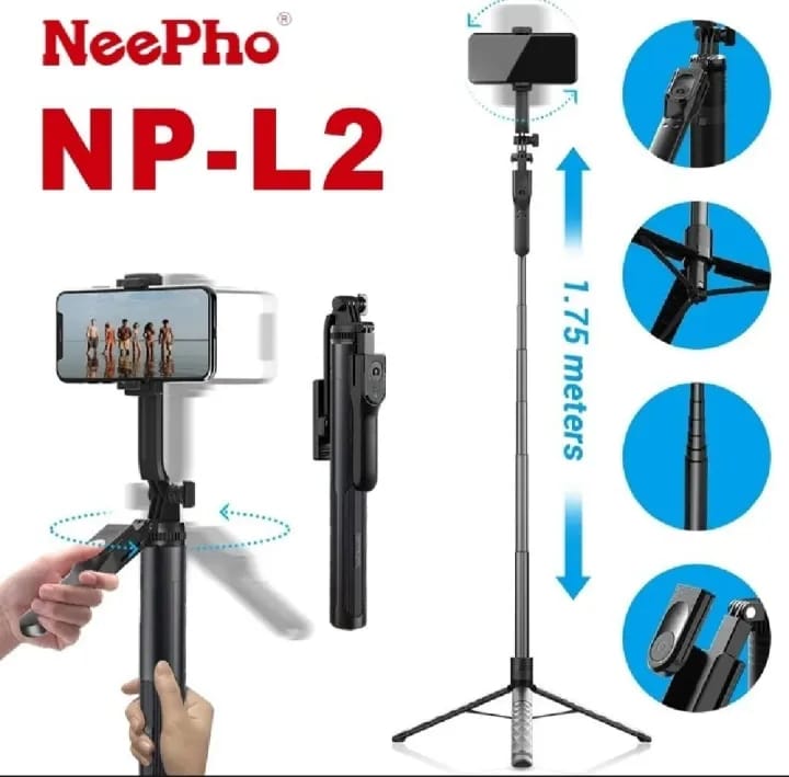 Selfie Stick Portable Tripod Stand Led Iight Remote Shooting Lightweight NeePho Tripod NP-L2 Selfie Stick - image 2