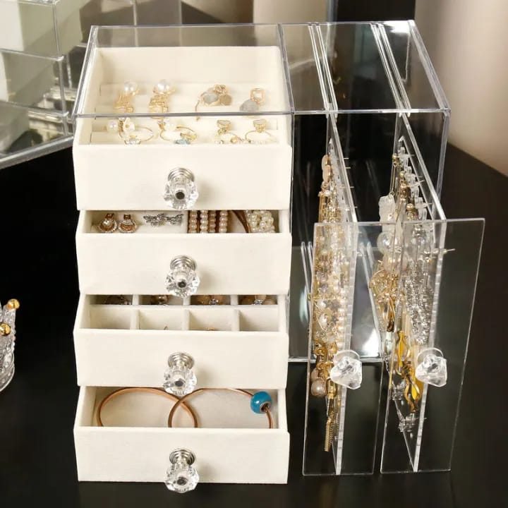 Luxury 4 Drawer Crystal Jewelry Organizer Box – Transparent Acrylic Makeup & Accessories Storage Case - image 4