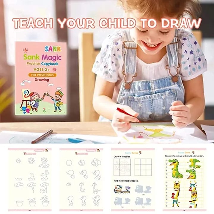Sank Magic Practice Copybook Set for Kids (4 Books + Magic Pen + Refills) – Reusable Handwriting Practice Book for Alphabet, Numbers, Drawing & Math - image 3