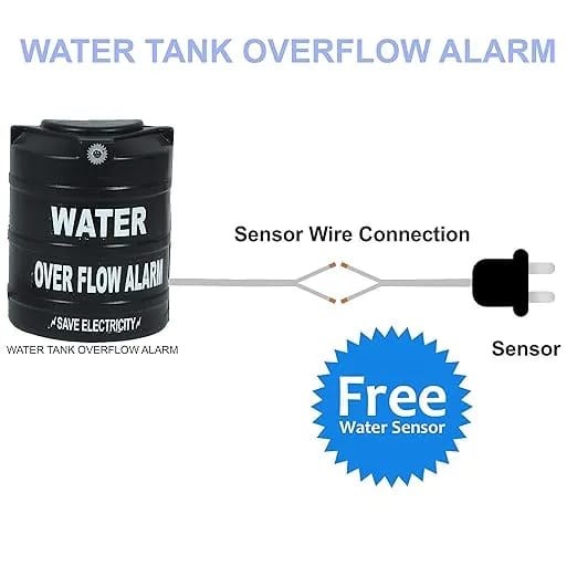 Water Tank Overflow Alarm Siren with Voice Sound,Wired Sensor Security System Water Alarm Overflow Bell Pack of 1 - image 3