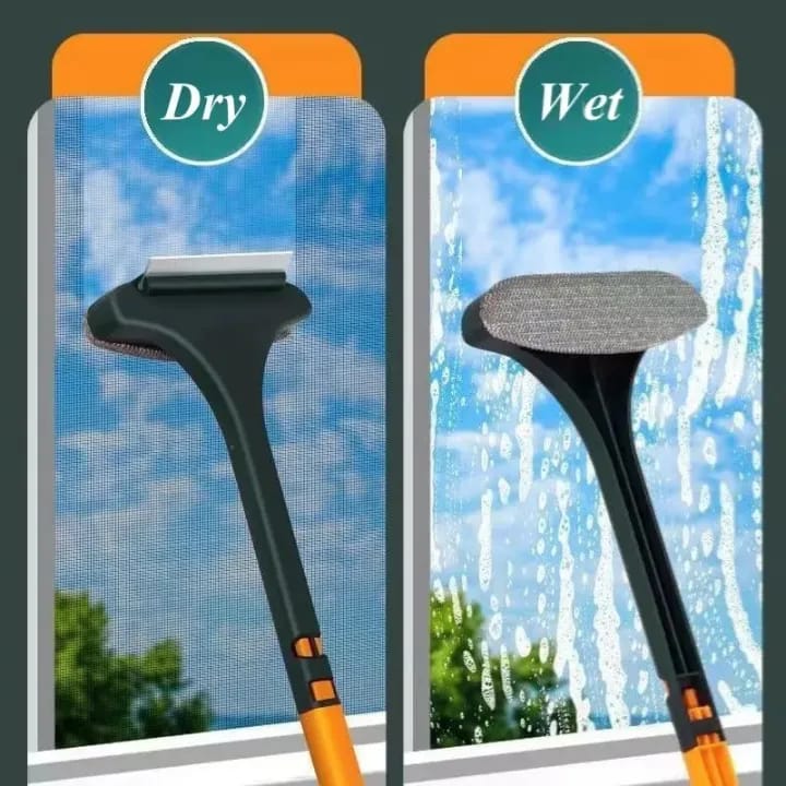 2-in-1 Long Handle Cleaning Brush & Scraper – Multifunctional Household Dust, Hair & Lint Remover (46cm) - image 2