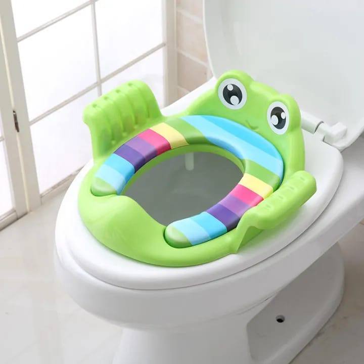 Kids Frog Potty Training Seat | Soft Cushion Toilet Trainer with Handles | Slip-Resistant | Fits All Standard Toilets | Comfortable Baby Toilet Seat - image 1