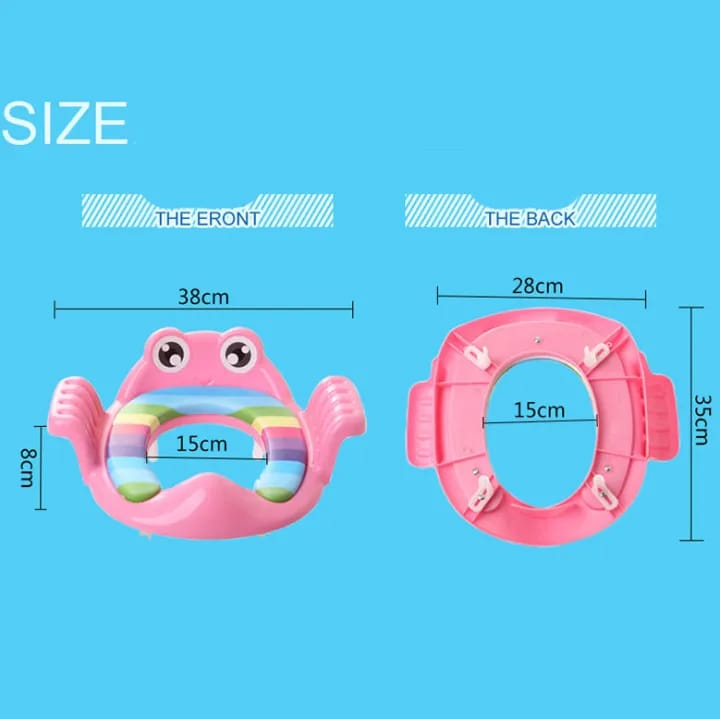 Kids Frog Potty Training Seat | Soft Cushion Toilet Trainer with Handles | Slip-Resistant | Fits All Standard Toilets | Comfortable Baby Toilet Seat - image 4