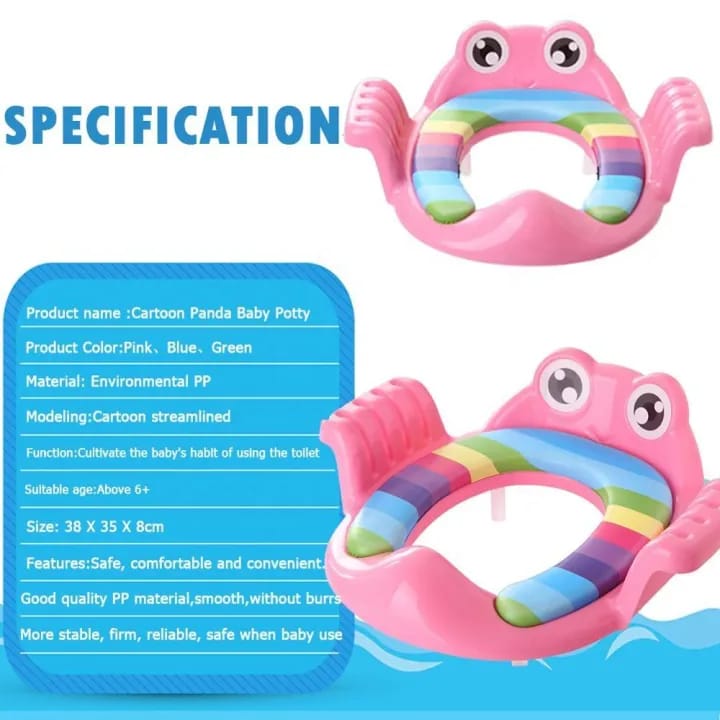 Kids Frog Potty Training Seat | Soft Cushion Toilet Trainer with Handles | Slip-Resistant | Fits All Standard Toilets | Comfortable Baby Toilet Seat - image 3