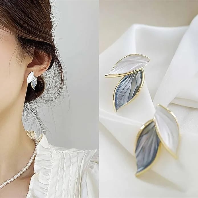 Blue Enamel Leaves Earrings Girl Accessories Korean Leaf Earrings - image 4