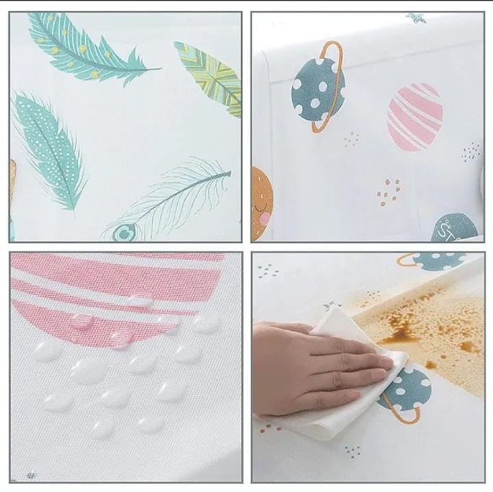 Fridge and Washing Mechine Cover for Top with 6 Utility Pockets Cartoon Prints Waterproof Single Door (130 x 54 cm) - image 4