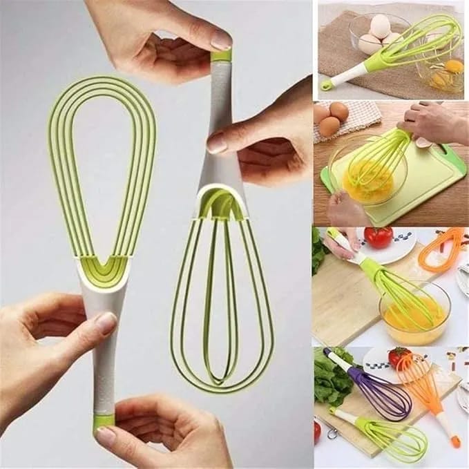 Foldable Egg Whisk 1 piece Silicone Egg Beater Breaker - image 2