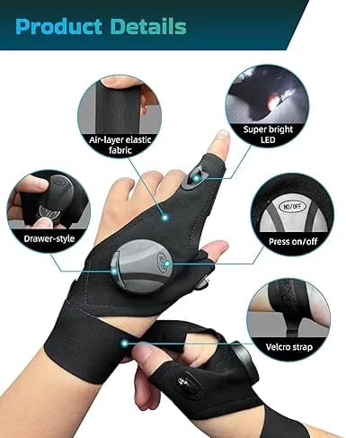 LED Flash Light Gloves | Hands Free Light Gloves for Repair, Camping, Fishing & Night Work - image 2