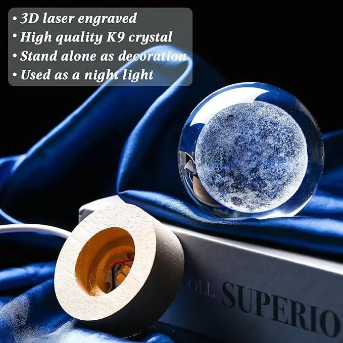 3D Decor Crystal Ball Night Light Starry Lamp LED Night Light-Moon - image 4