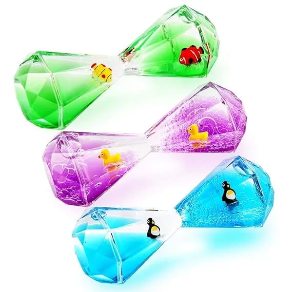Liquid Motion Bubbler with Floating Sea Creatures, Diamond Shaped Liquid claim relaxing( Toys Liquid with Fish Toys) - image 2