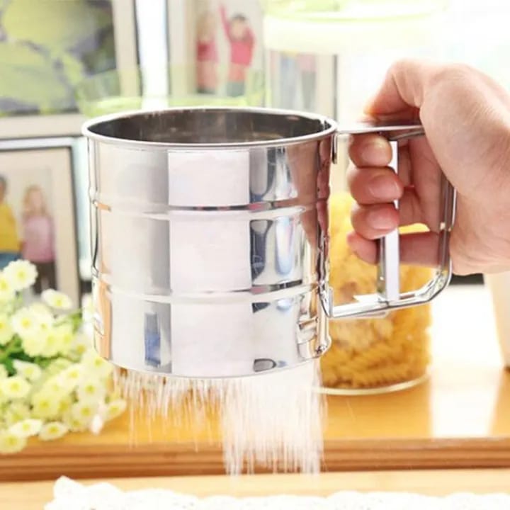 Stainless Steel Flour Sifter Cup with Handle 250g – Manual Baking Powder Sieve for Flour, Icing Sugar & Cocoa - image 1