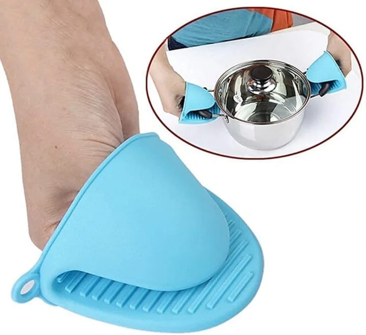 Silicone Hot Pot Holder Oven Mitts Mini Oven Mitts Cooking Protection Glove Home Use(1Pair) - Gloves - image 2