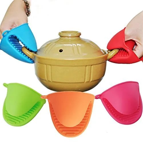Silicone Hot Pot Holder Oven Mitts Mini Oven Mitts Cooking Protection Glove Home Use(1Pair) - Gloves - image 4