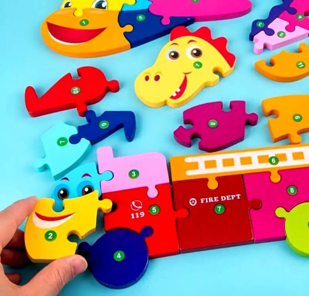Colorful Wooden Fire Truck Numerical Puzzle - image 3