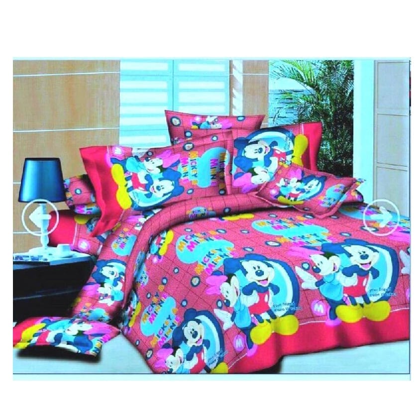Mickey Design Kids Double Bed Sheet Set With 2 Pillow Covers