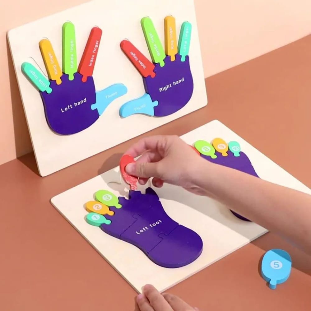 Wooden Stacking Foot & Hand Puzzle Montessori Toy MI-008 - image 1