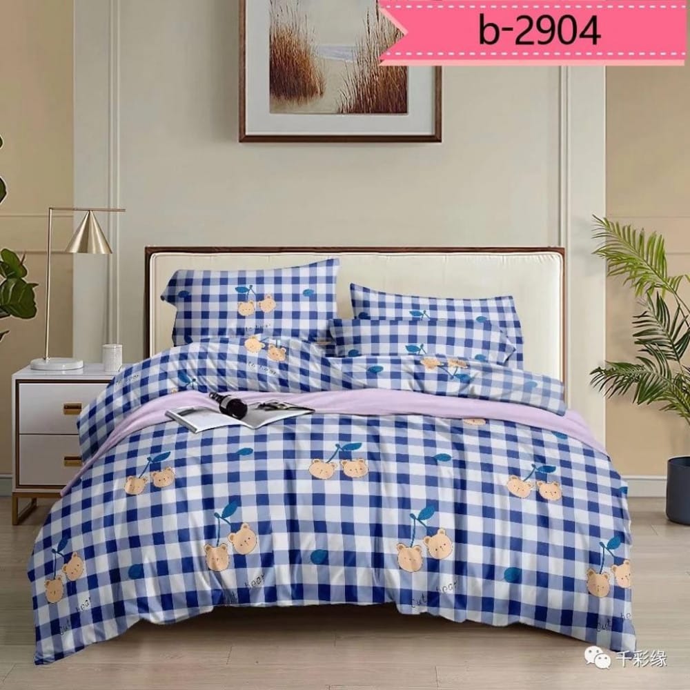 Printed Cotton Mix Double Bed Sheet Set With 2 Pillow Covers - image 1