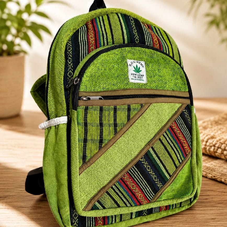 Handmade Eco-Friendly Hemp & Cotton Backpack – Sustainable Large Unisex Travel & College Bag With Laptop/Bottle Compartment (Made In Nepal) - image 3