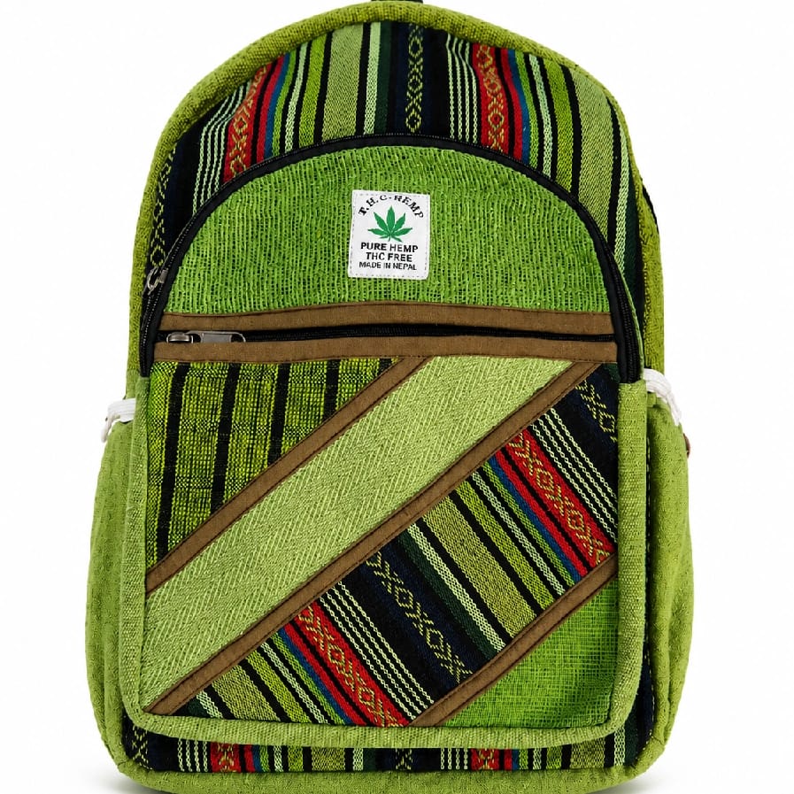 Handmade Eco-Friendly Hemp & Cotton Backpack – Sustainable Large Unisex Travel & College Bag With Laptop/Bottle Compartment (Made In Nepal) - image 1