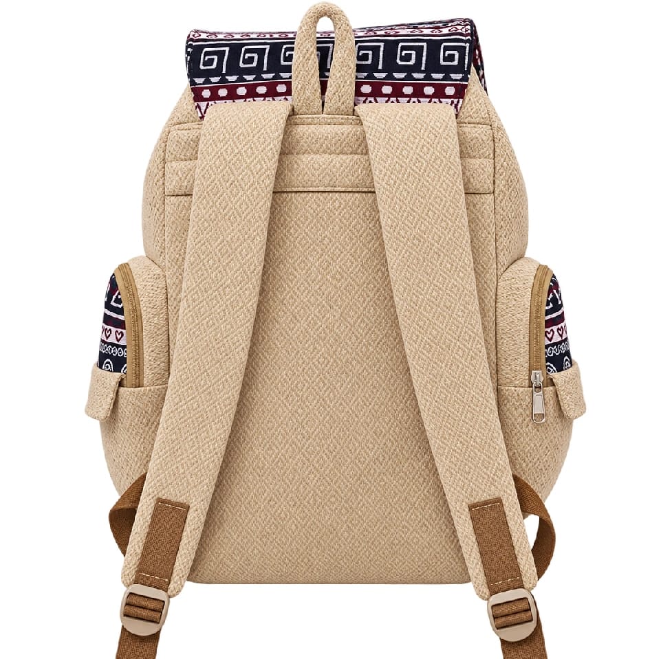Handmade Himalayan Hemp Backpack Eco-Friendly Cotton Mix Rucksack 7 Pockets - image 2