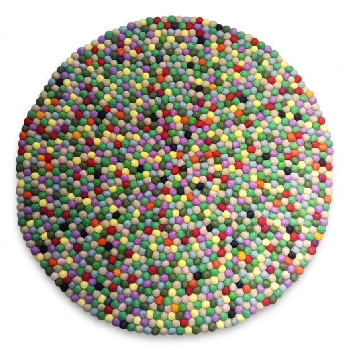 Green Color 100 Cm X 100 Cm Round Felt Ball Carpet For Home/Office - image 1