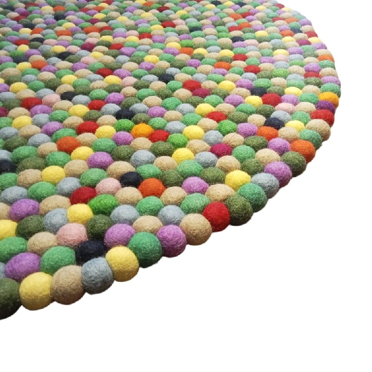 Green Color 100 Cm X 100 Cm Round Felt Ball Carpet For Home/Office - image 4