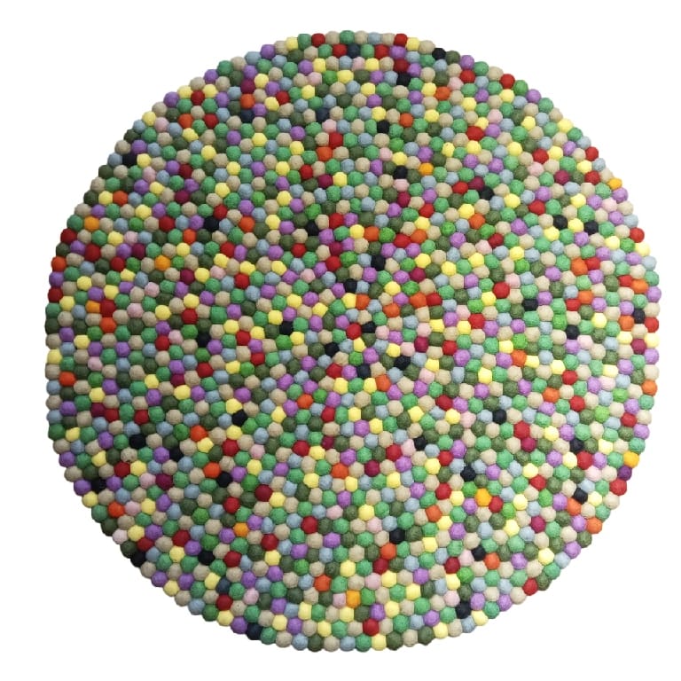 Green Color 100 Cm X 100 Cm Round Felt Ball Carpet For Home/Office - image 3