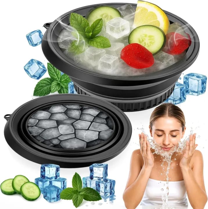 Silicone Face Bowl for Ice with Built-In Icetray, Collapsible Face Tub for Ice Bath, Facial Ice Plunge Bowl, Ice Water Facials at Home - image 5