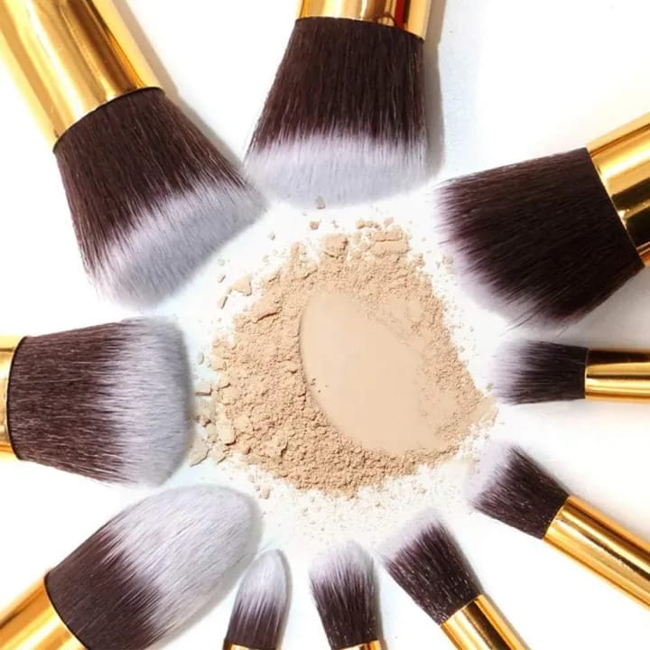 10 PCs Makeup Brush Set Premium Synthetic Foundation Brush Blending Face Powder Blush Concealers Eye Shadows Make Up Brush Set - image 3