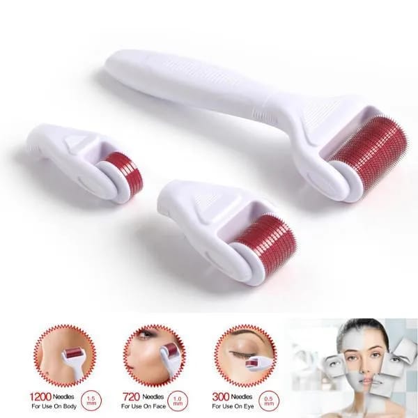 4 In 1 Derma Roller 300 720 1200 Needles Stainless Micro Needle Therapy Derma Roller Replacement Needle Roller - image 2
