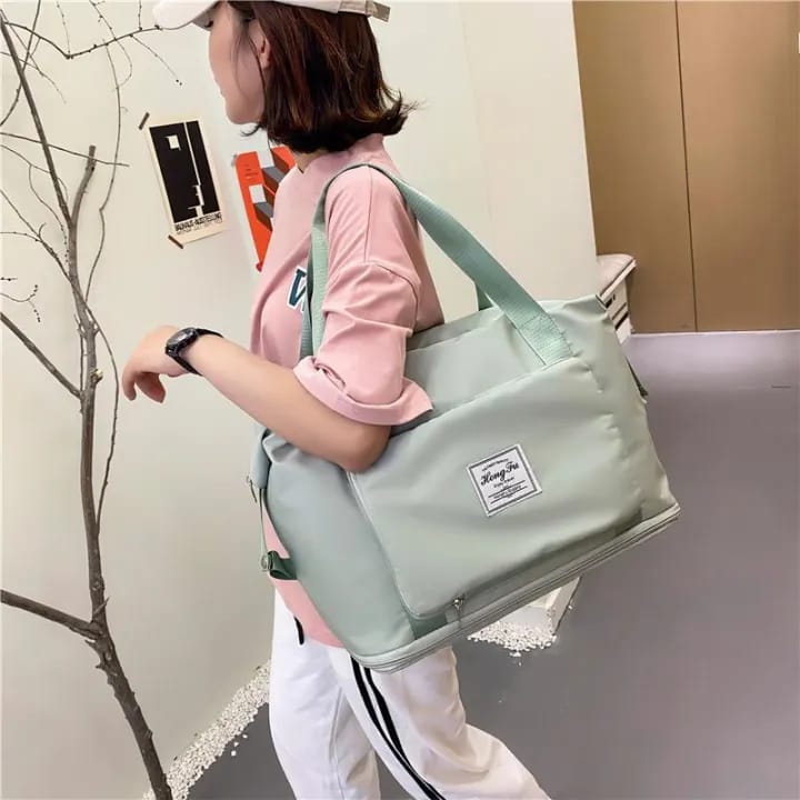 Large-Capacity Folding Travel Bag, Weekender Bag With Expandable Space Dry And Wet Separation Sports Duffel Bag (Green) - image 1