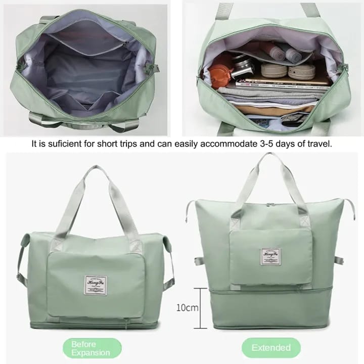 Large-Capacity Folding Travel Bag, Weekender Bag With Expandable Space Dry And Wet Separation Sports Duffel Bag (Green) - image 3