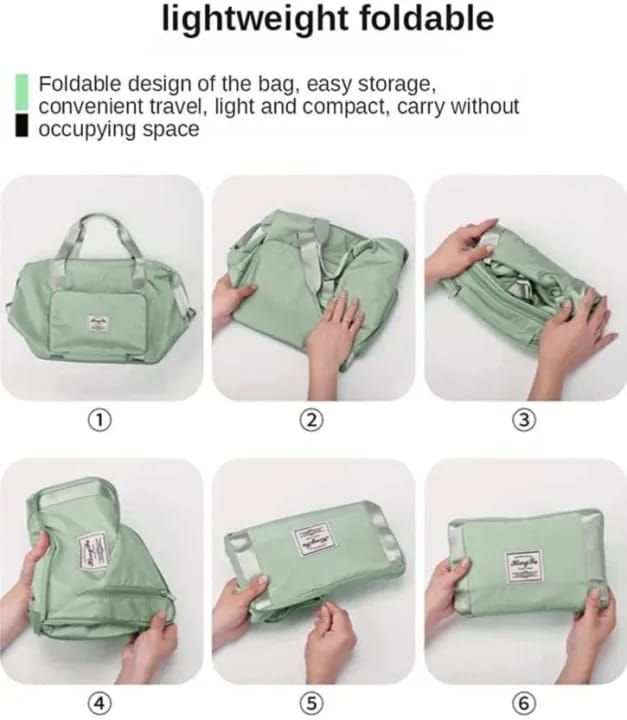 Large-Capacity Folding Travel Bag, Weekender Bag With Expandable Space Dry And Wet Separation Sports Duffel Bag (Green) - image 4