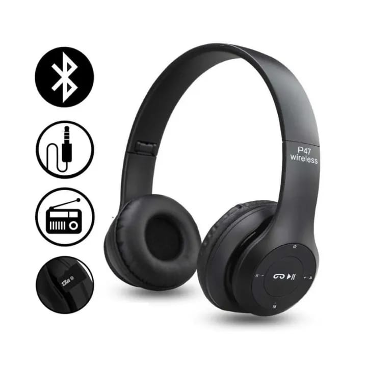 Wireless Bluetooth Headphone P47 Compatible with Apple & Android, Built-in Microphone, FM Radio - image 4
