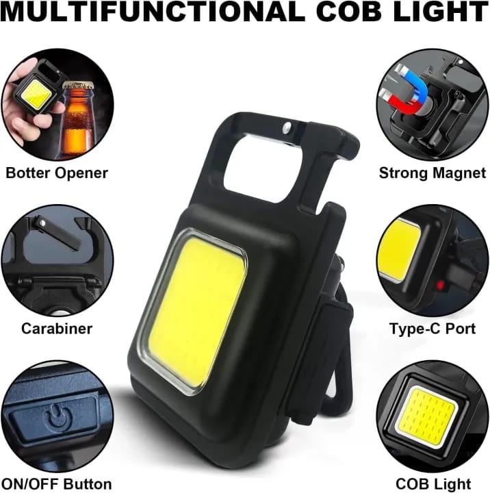 Rechargeable Keychain Mini Flashlight 3 Modes Portable Pocket Light With Folding Bracket Bottle Opener and Magnet Base for Fishing, Walking, Camping - image 2