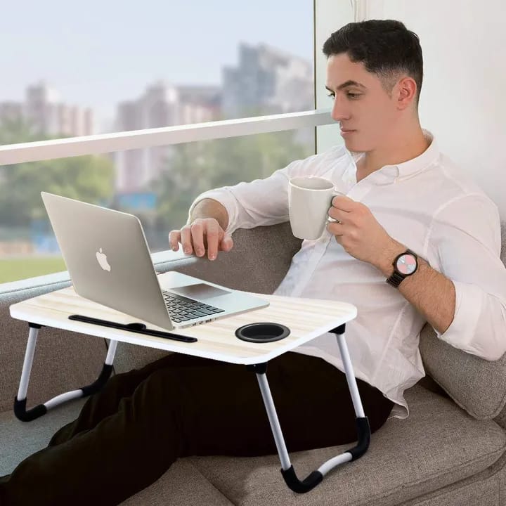 Multi-Purpose Laptop Table with Dock Stand/Study Table/Bed Table/Foldable and Portable/Ergonomic & Rounded Edges/Non-Slip Legs Multicolor - image 2
