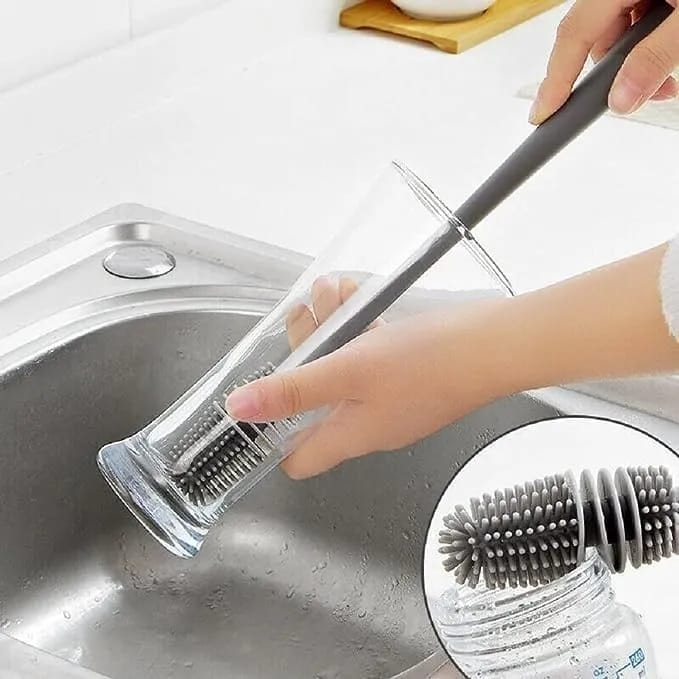 Silicone Bottle Cleaning Brush Mug Brush Glassware Cleaning Flexible Brush, Long Handle Silicone Bottle Cleaner Brush - image 1