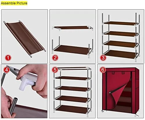 Dustproof 5 Layers Shoe Rack Non-woven Shoe Rack Storage Bag Closet Household Shoe Storage Rack Storage - image 5