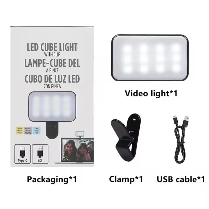 Portable Mini LED Cube Video Light Outdoors Selfie Fill Live Lighting for Mobile Phones 3 Color Clip Photographic Lighting - image 2
