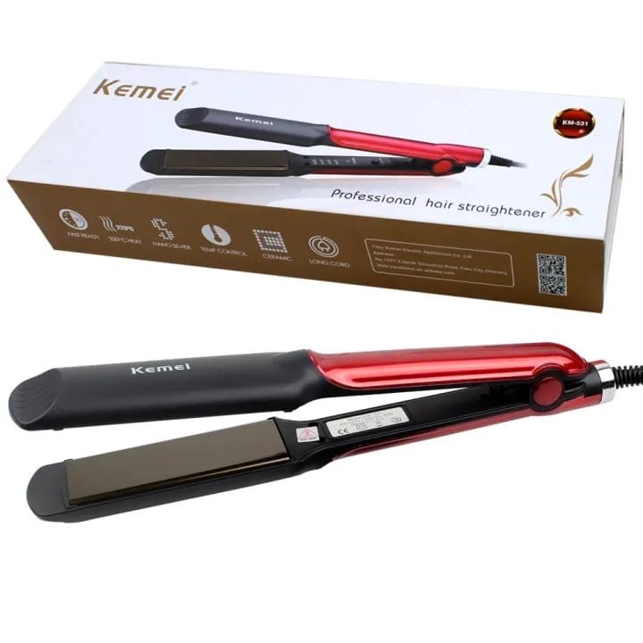 Kemei Red/Black Flat Iron Hair Straightener - Km-531 - image 2