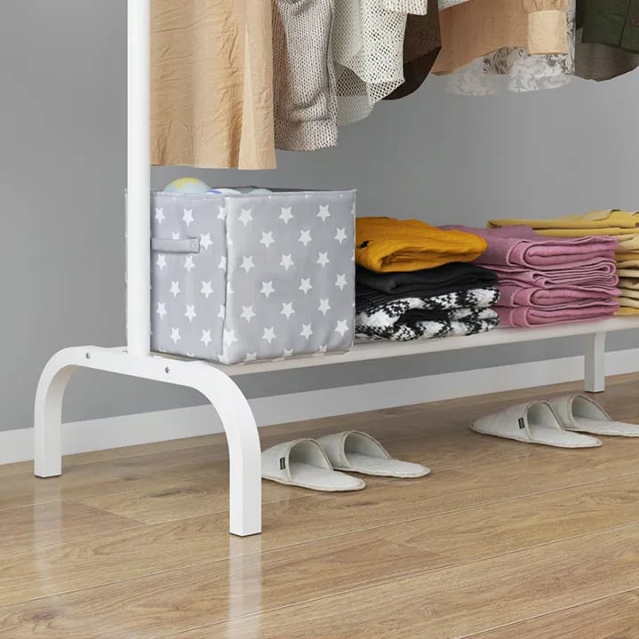 Large Extra Wide Coat Hanging Stand Wardrobe Clothes Hanger Rack (White) - image 3