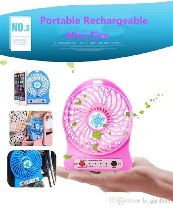 Rechargeable Led Light Fan Air Cooler Mini Desk Usb 18650 Battery Rechargeable Fan - image 2