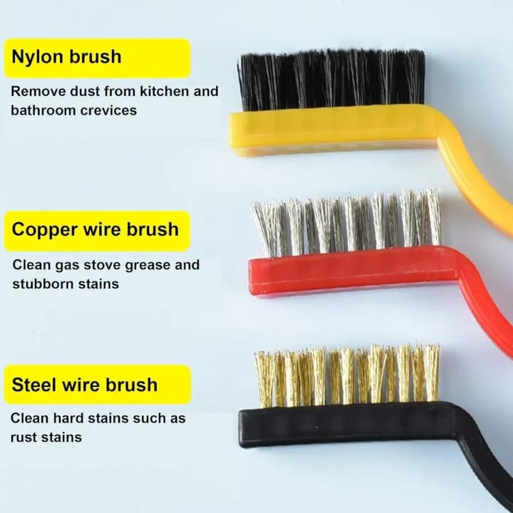 Cleaning Tool Kit 3 Piecec Mini Wire Brush with Brass, Nylon, Stainless Steel Bristles - image 3